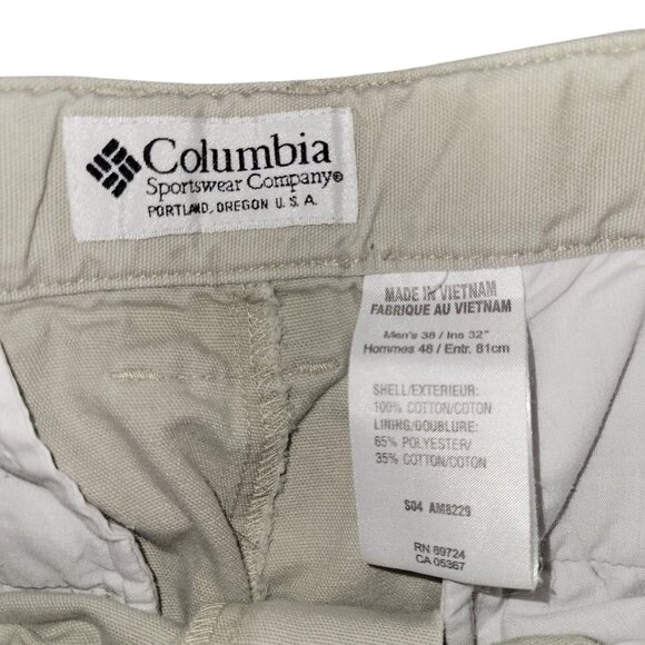 Mens Columbia Convertible Cargo Pants Beige Size 38x32 Cotton/Nylon Blend With Z - Picture 5 of 8